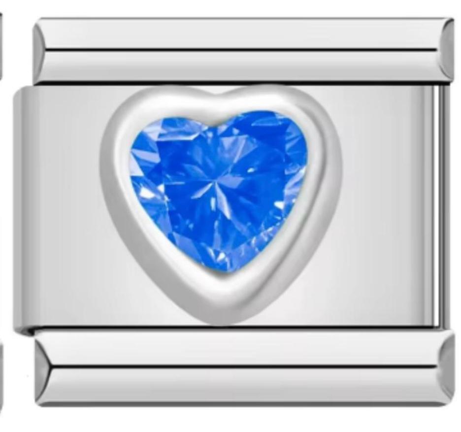 Charm Italiano Piedra Corazón Azul