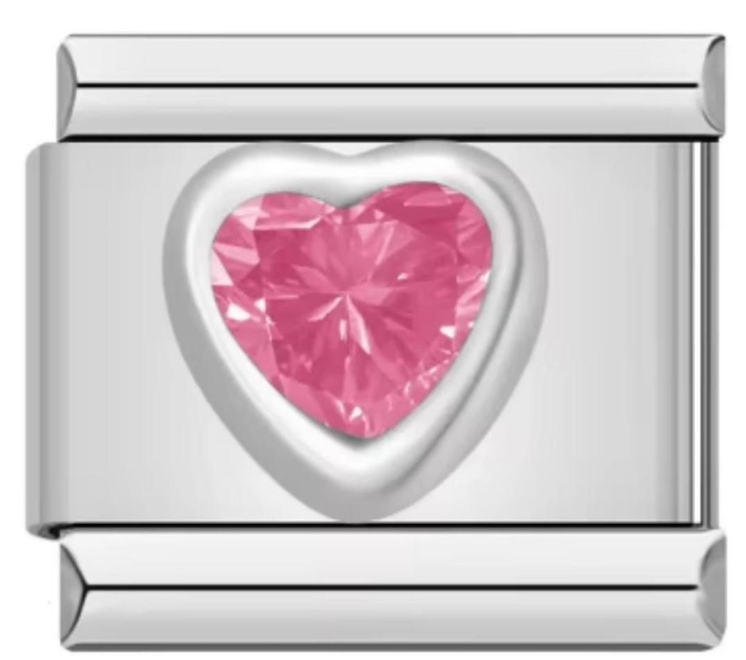 Charm Italiano Piedra Corazón Rosa
