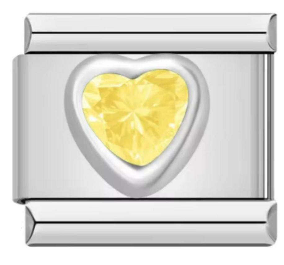 Charm Italiano Piedra Corazón Amarilla