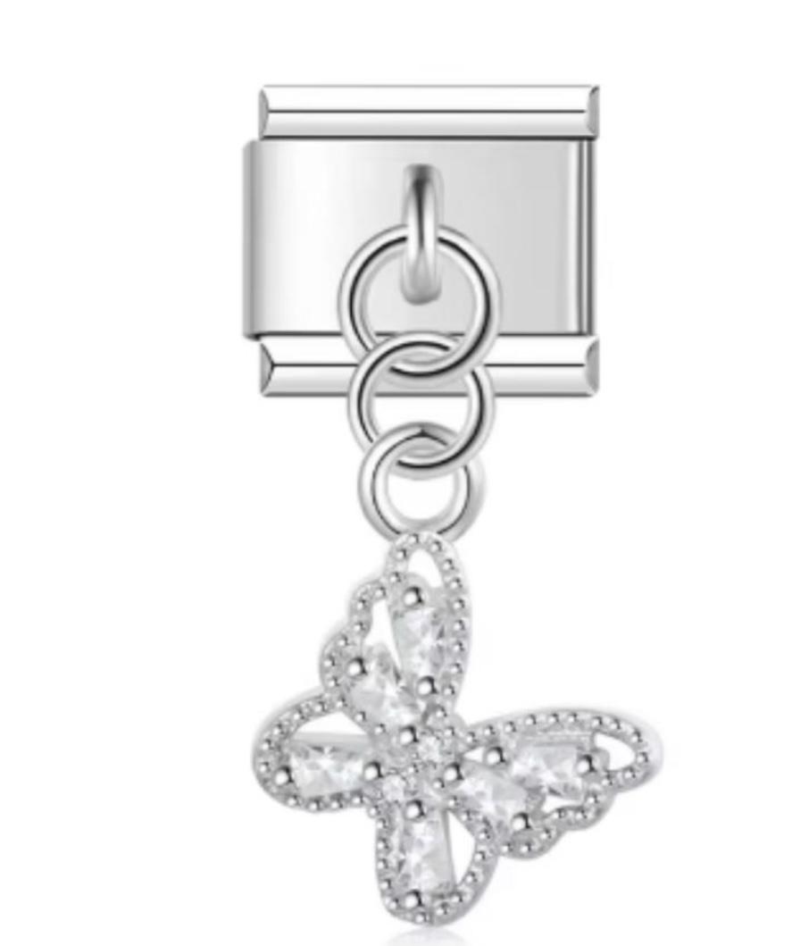 Charm Italiano Mariposa Colgante Plateada