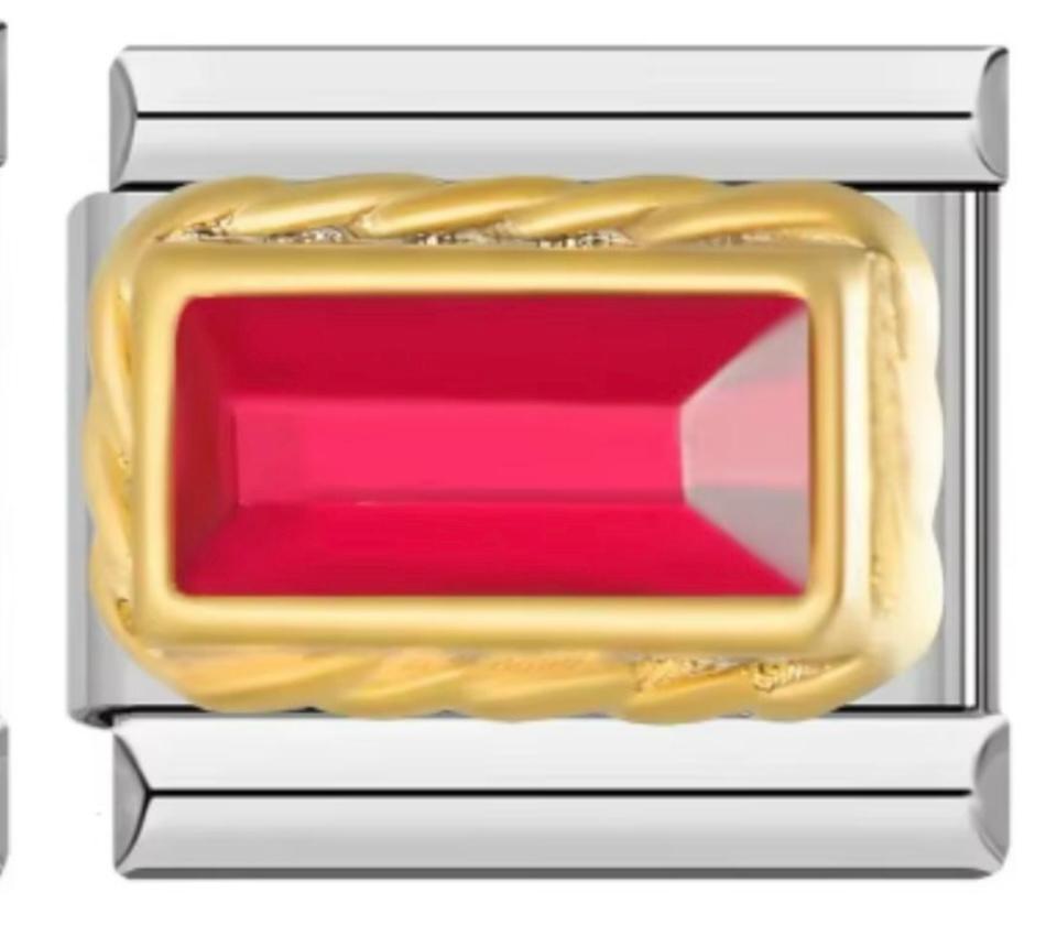 Charm Italiano Piedra Rojo Rectangular