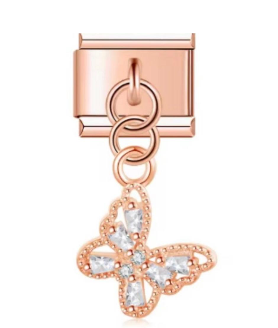 Charm Italiano Mariposa Colgante Rosa