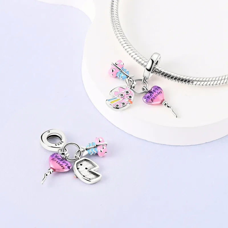 Charm Pastel y Corazón de Happy Birthday