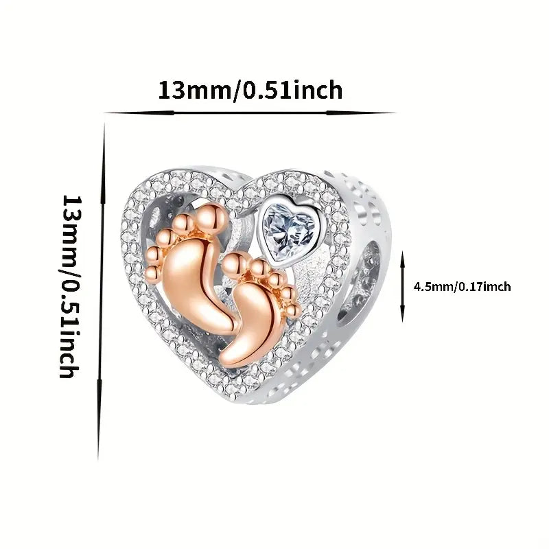 Charm Corazón y Pies de Bebé