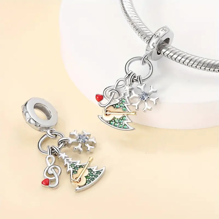 Charm Nota de Música, Árbol de Navidad y Copo de Nieve