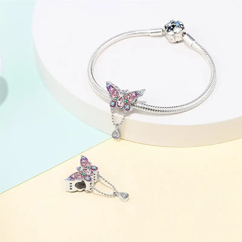 Charm Mariposa Rosa de Estrellas