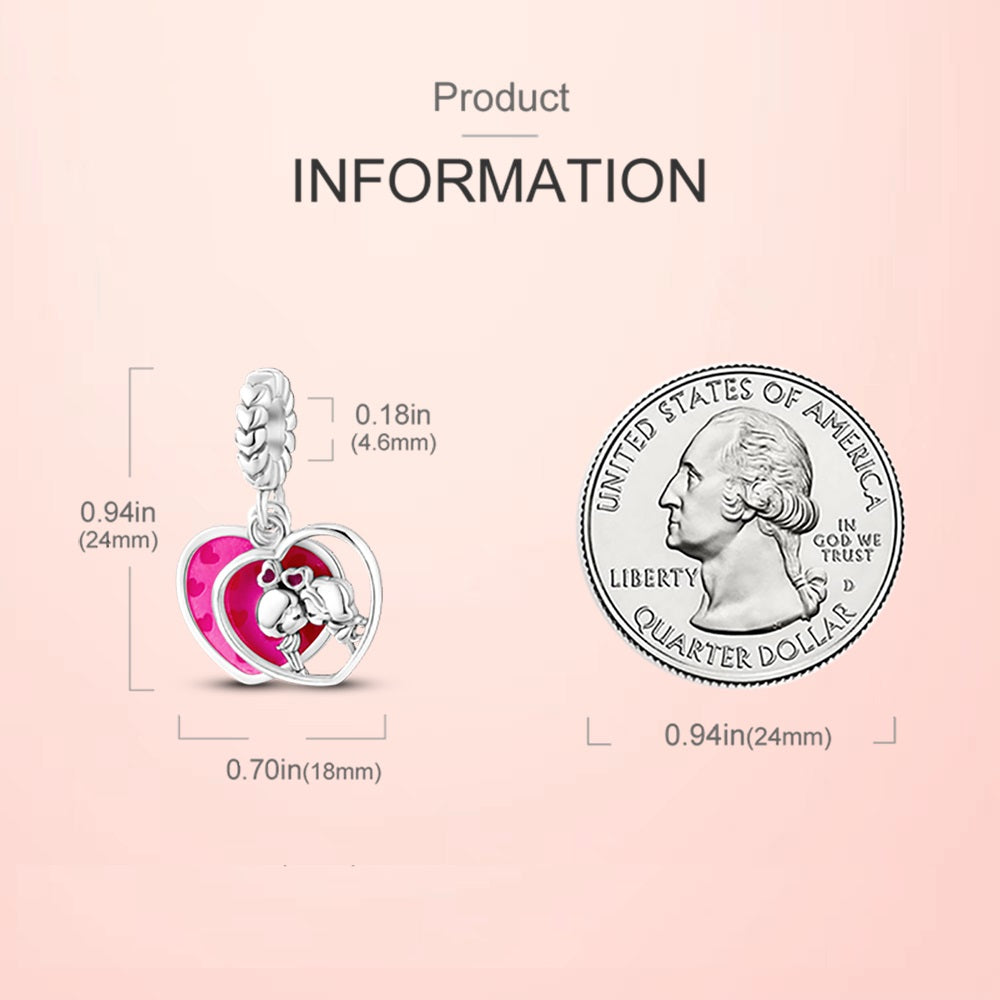 Charm Corazon Rosa de Parejas