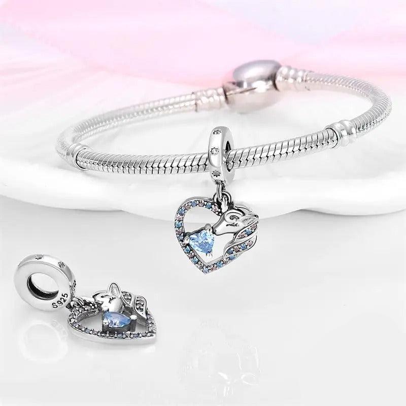 Charm Unicornio & Corazon Azul