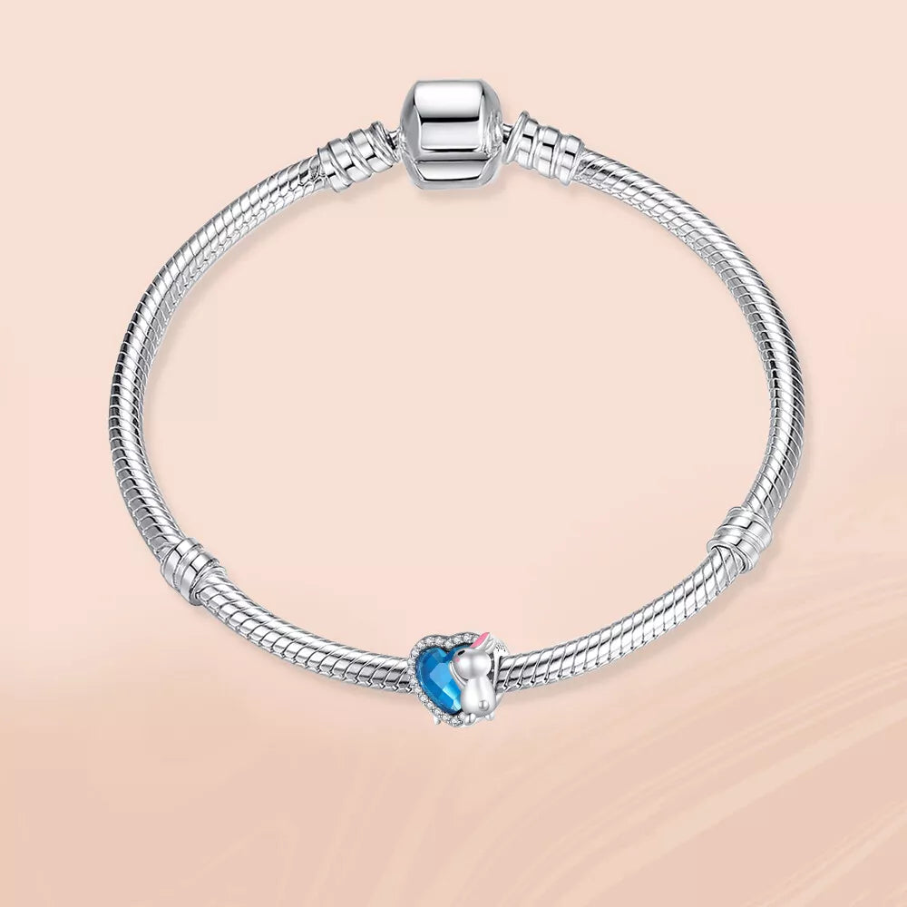 Charm Corazon Azul y Conejito