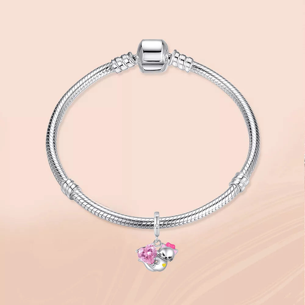 Charm Gatito y Corazón Rosa