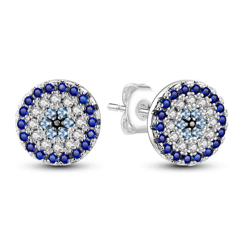 Aretes Ojo Turco Azul Diamantado