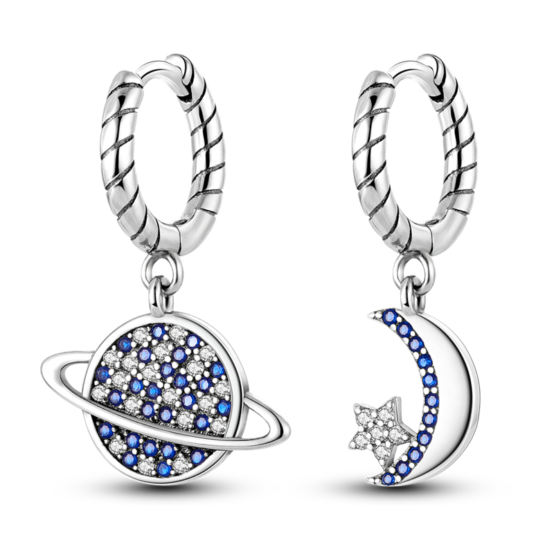 Aretes Saturno & Luna Diamantada