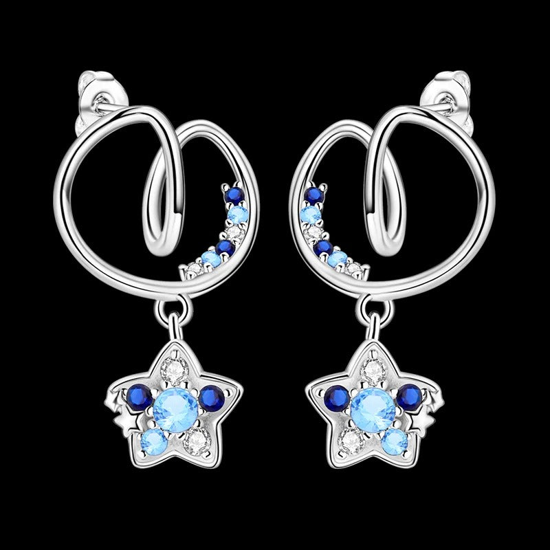 Aretes Estrellas con Gemas Azules