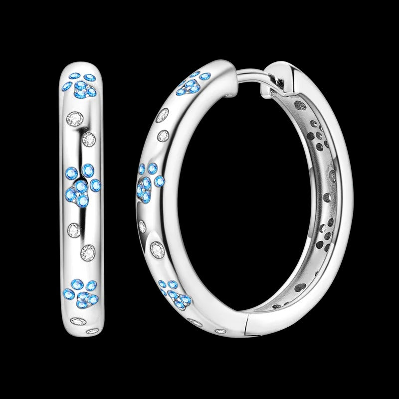 Aretes Huella de Mascota Azul