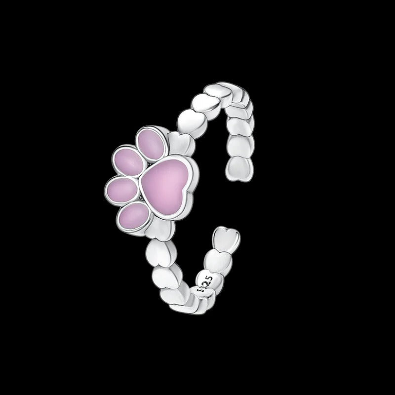 Anillo Huella de Mascota Rosa Ajustable