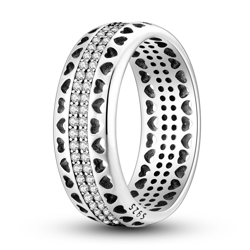 Anillo Corazones Plateados