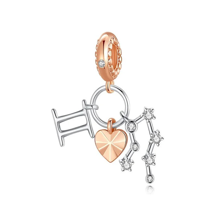 Charm Constelación del Zodíaco Géminis y Corazón