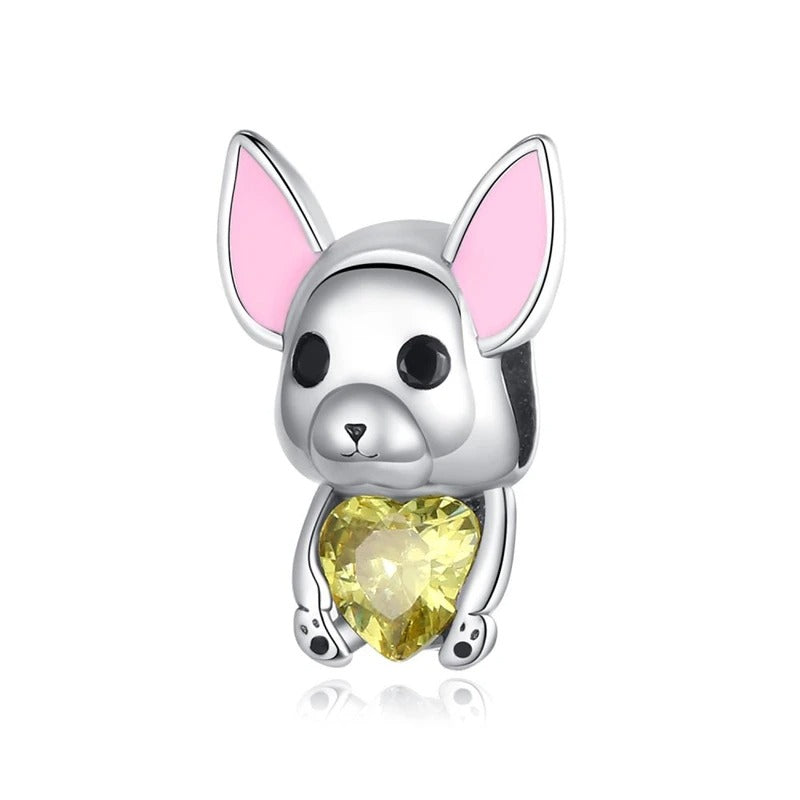 Charm Perrito y Corazón Amarillo