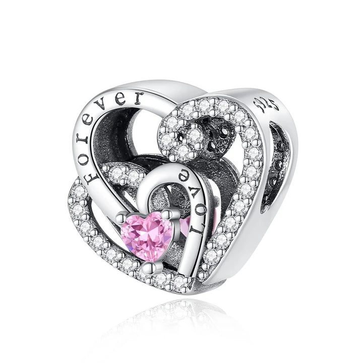 Charm Doble Corazón Diamantado "Love Forever"