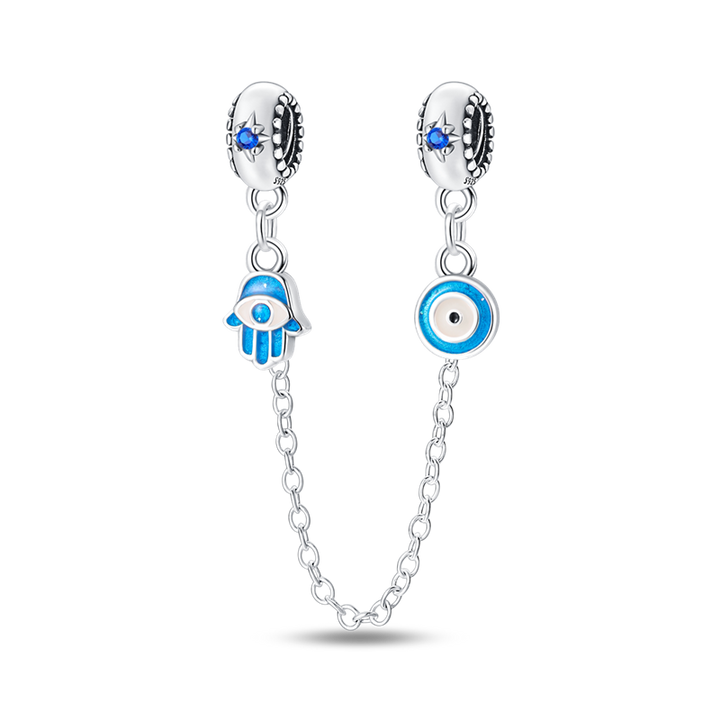 Cadena de Seguridad Hamsa & Ojo Turco Fluorescente