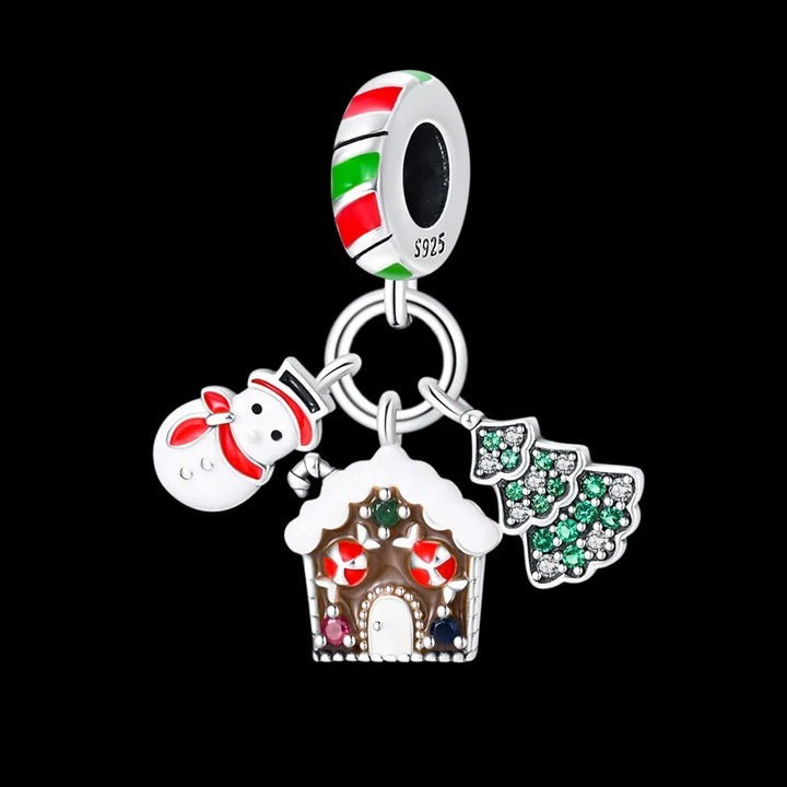 Charm Muñeco de Nieve, Casa de Galleta y Árbol de Navidad