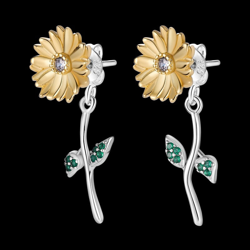Aretes Girasol con Tallo