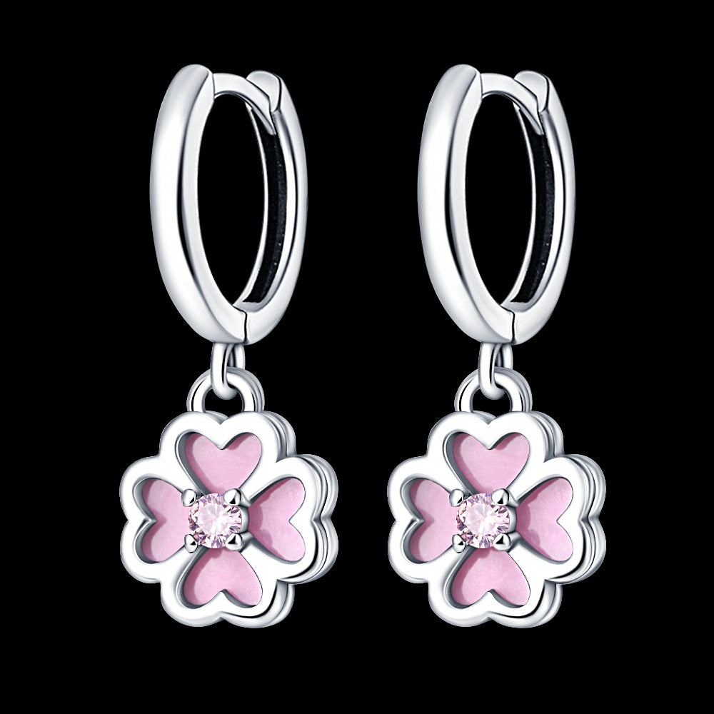 Aretes Trebol Rosa