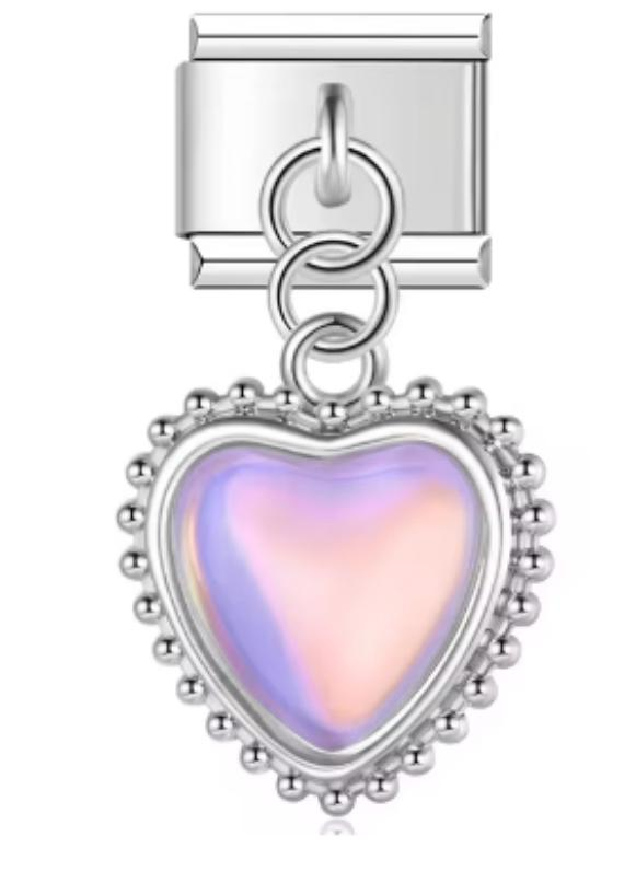 Charm Italiano Corazon Colgante Rosa