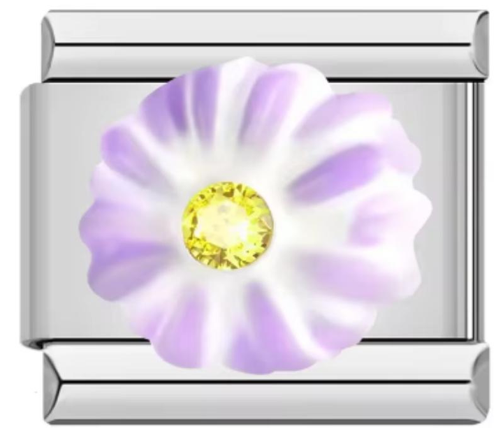 Charm Italiano Flor Blanca & Morada