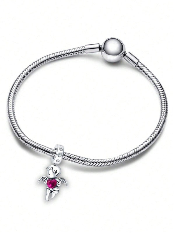 Charm Angelito con Corazon Rosa