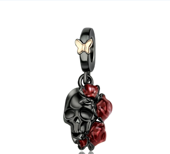 Charm Calavera y Rosas Rojas