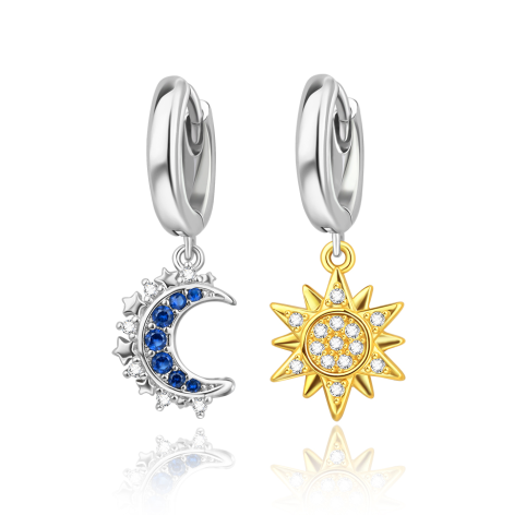 Aretes Luna Azul Estrellada y Sol