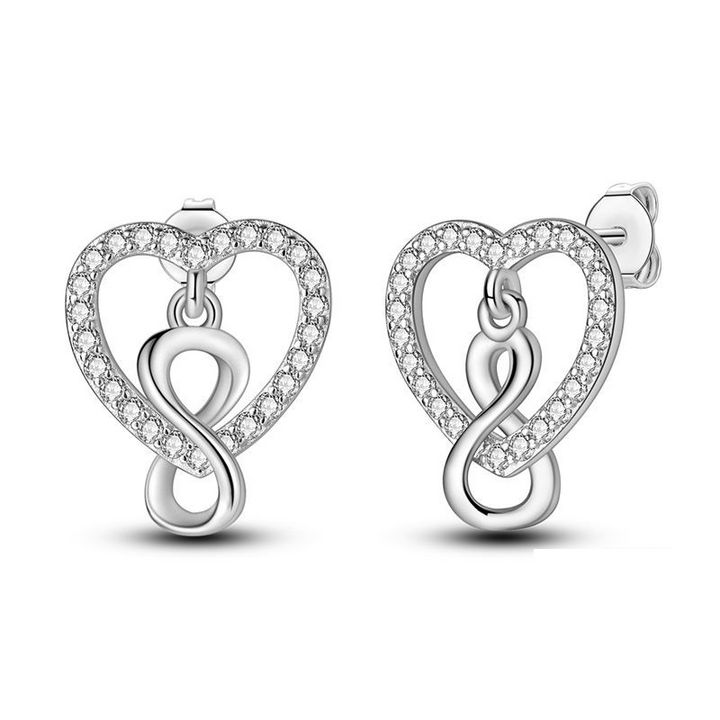 Aretes Corazón y Infinito Entrelazado