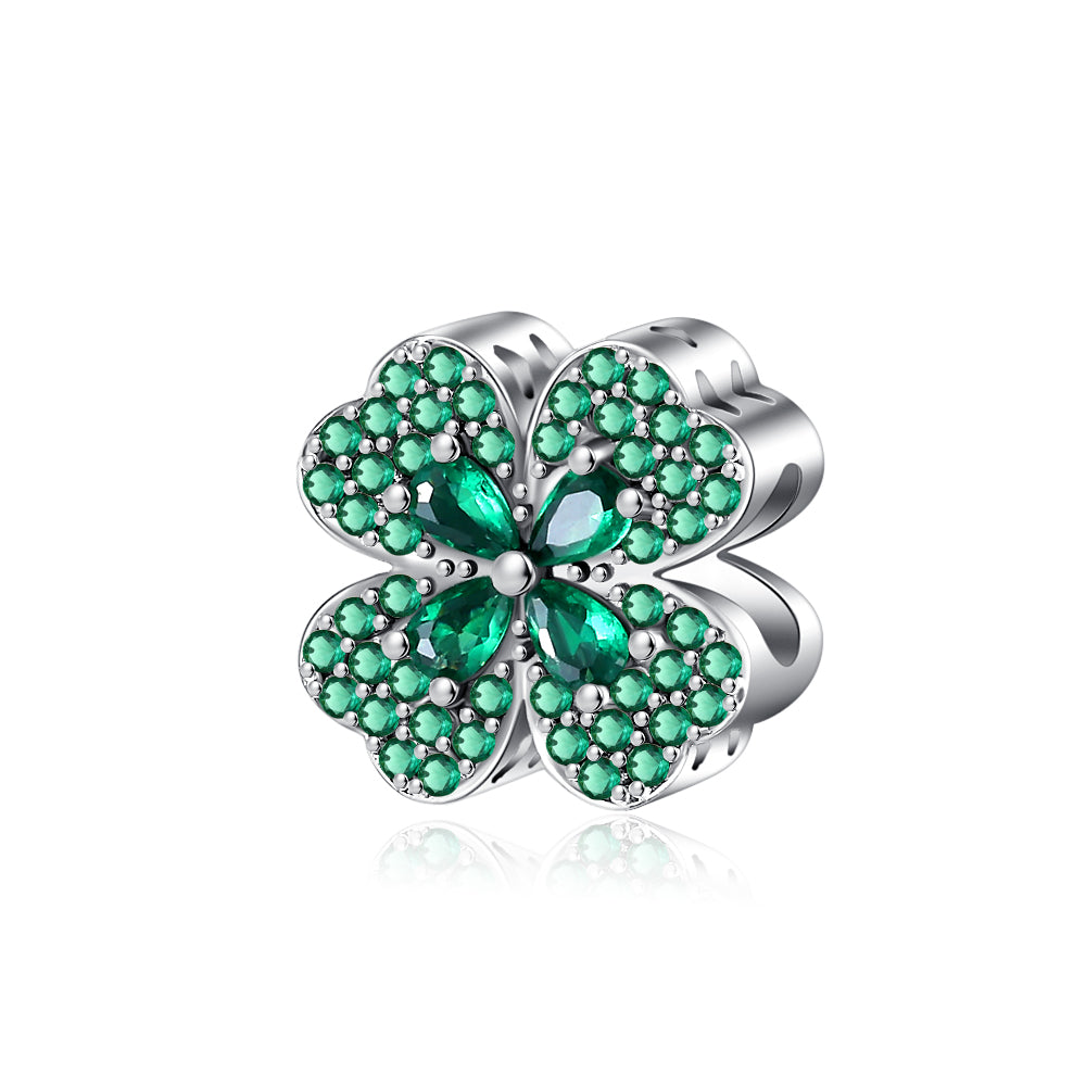 Charm Trebol De 4 Hojas Diamantado