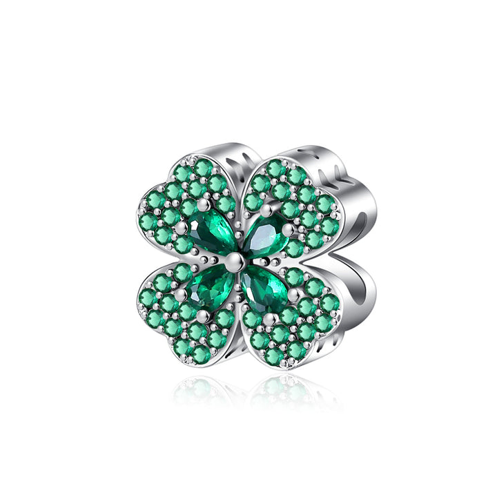 Charm Trebol De 4 Hojas Diamantado