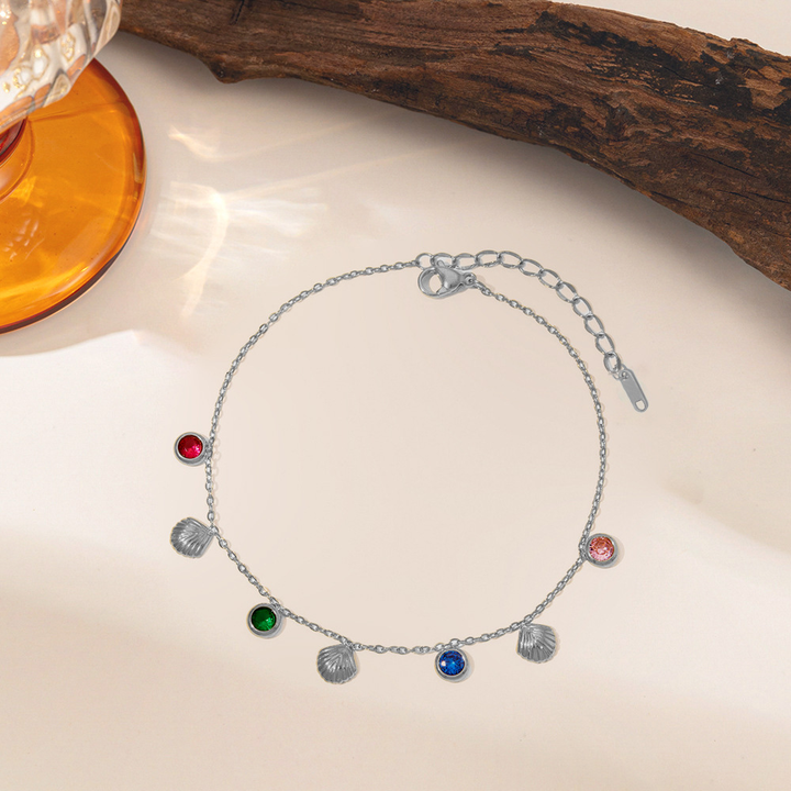 Brazalete Plateado Pequeñas Conchitas