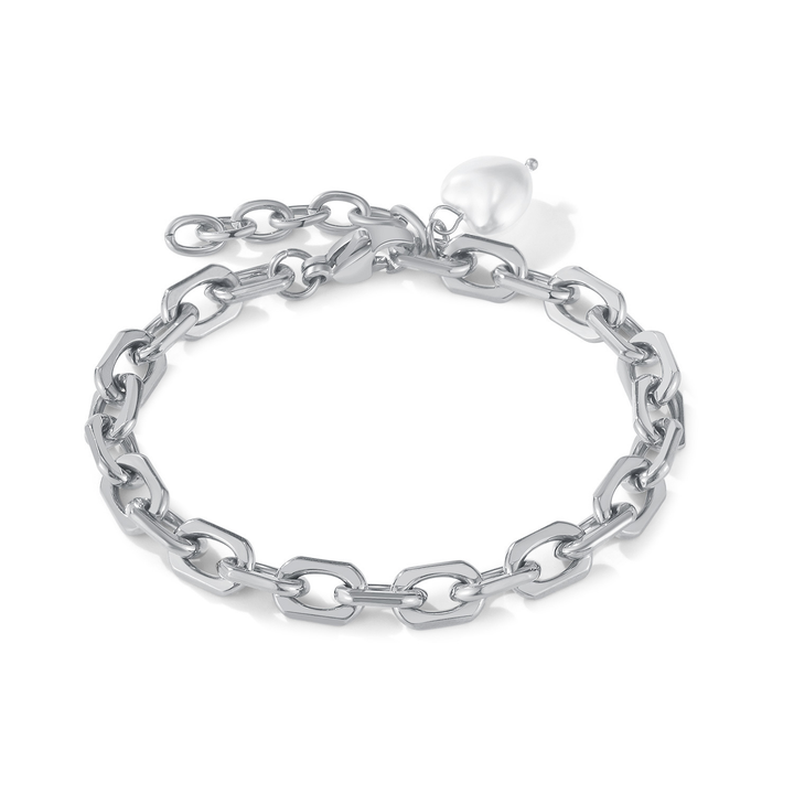 Brazalete Cadena Y Corazon Blanco