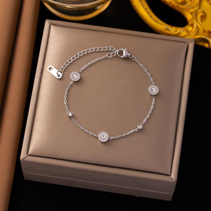 Brazalete Delgado Plata Con Circulos