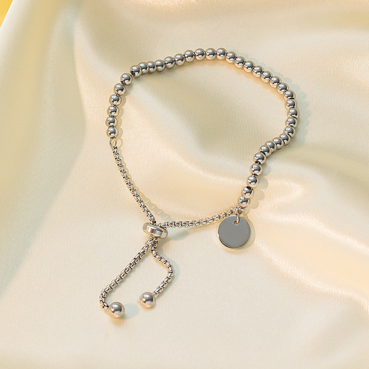 Brazalete Ajustable Plateado de Bolitas