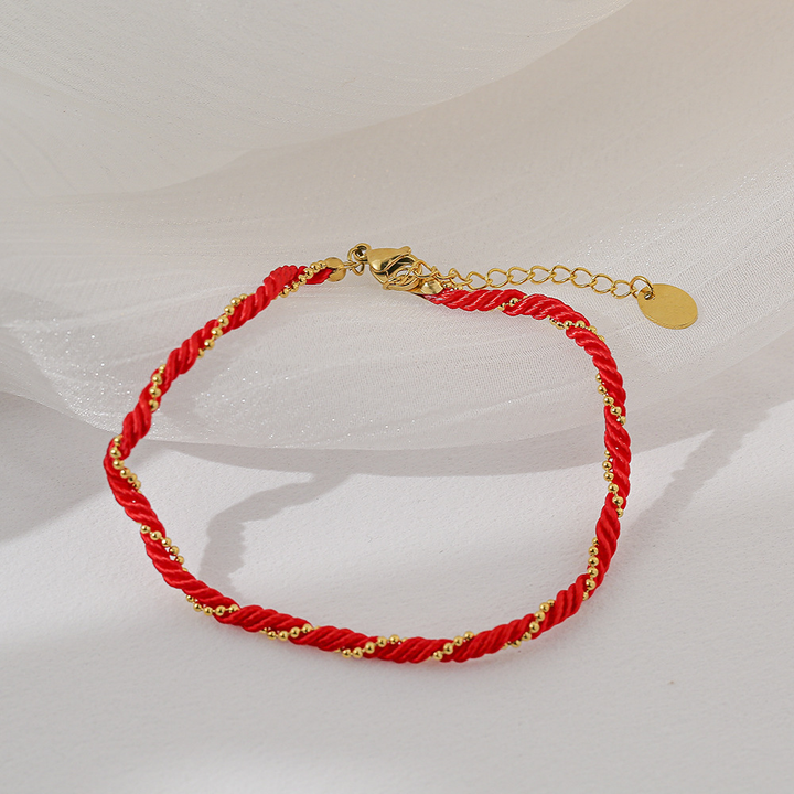 Brazalete Entrelazado Rojo & Dorado