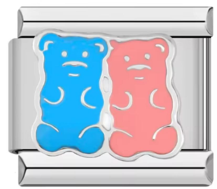 Charm Italiano Gomitas De Oso Azul & Rosa
