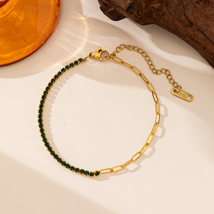 Brazalete Mitad Diamantes Verdes