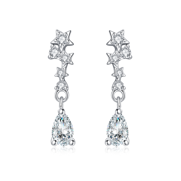 Aretes Estrellas de Cristal y Gota