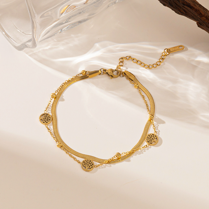 Brazalete Serpiente Dorado & Arboles de la Vida