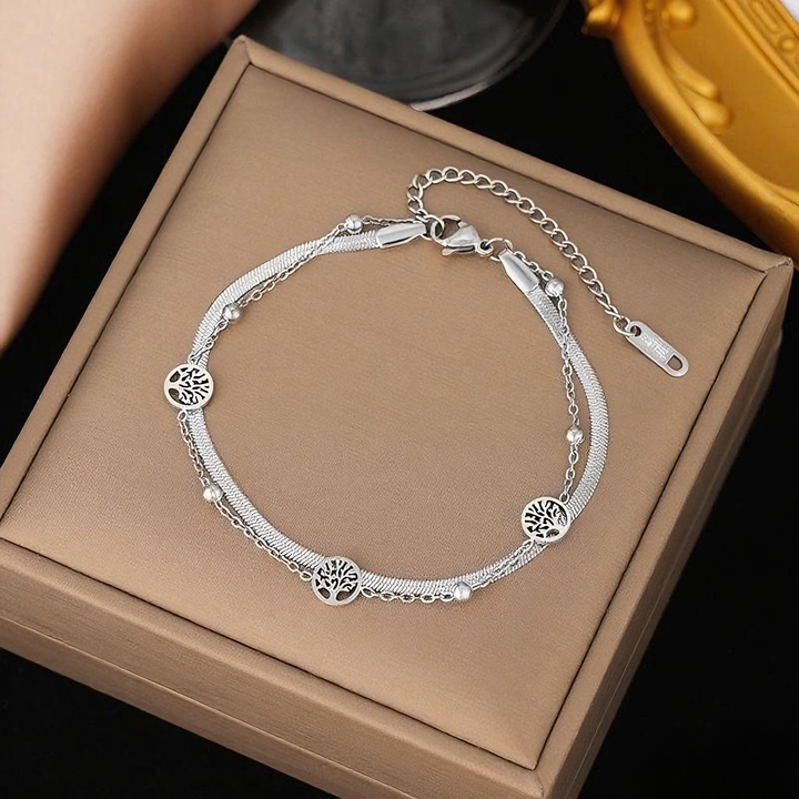 Brazalete Serpiente Plateado & Arboles de la Vida
