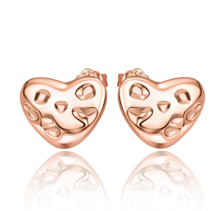 Aretes Corazones de Luna Dorado Rosa