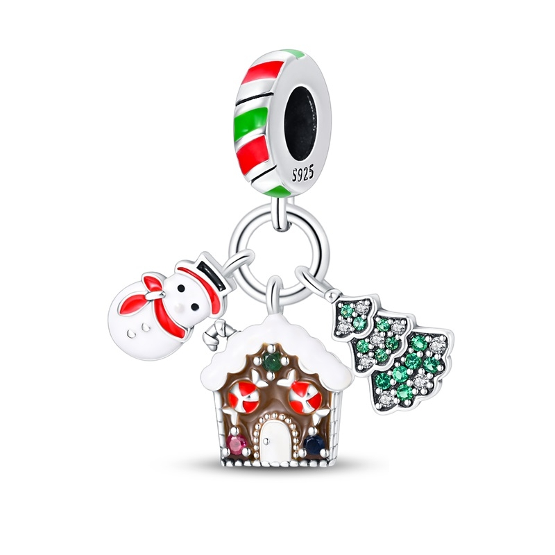 Charm Muñeco de Nieve, Casa de Galleta y Árbol de Navidad