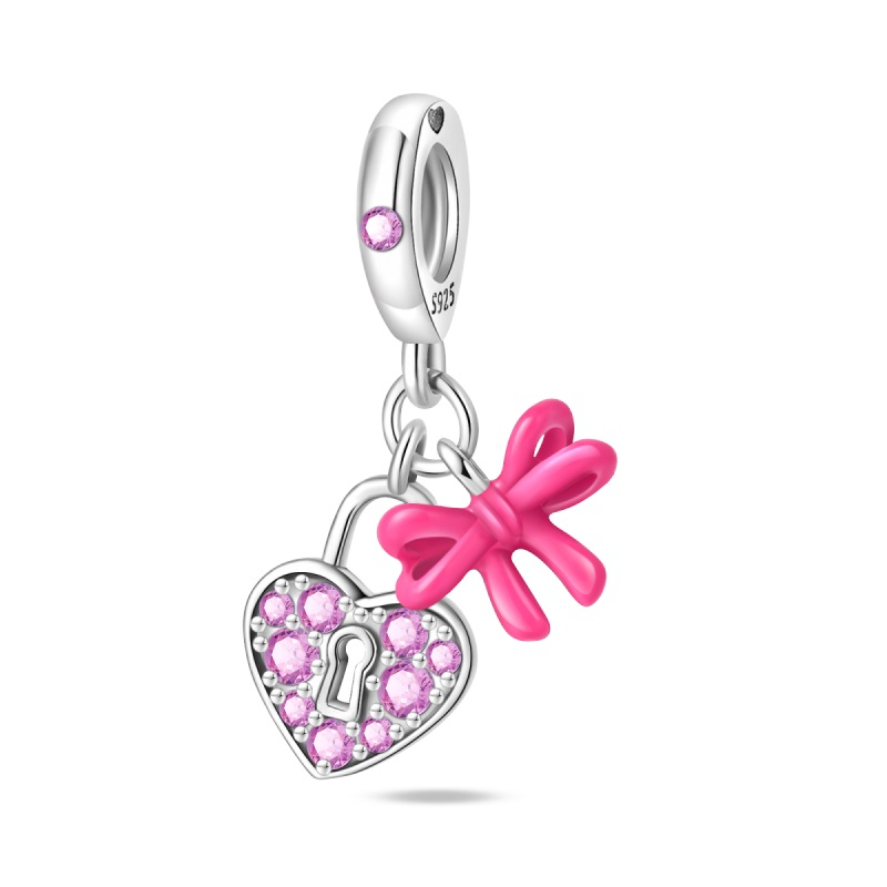 Charm Corazón Secreto y Moño Rosa