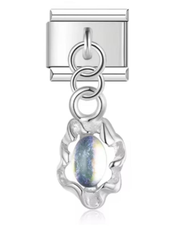 Charm Italiano Colgante Piedra Plateada