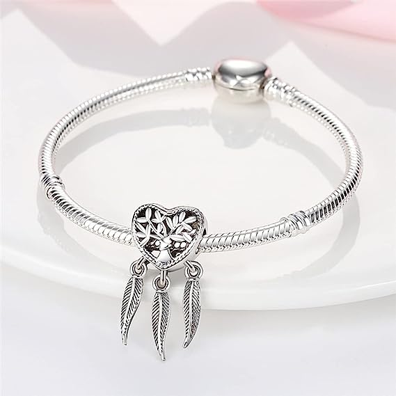 Charm Corazon con Plumas